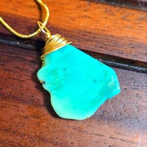 Gold Filled Wrapped Chrysoprase Pendant Necklace